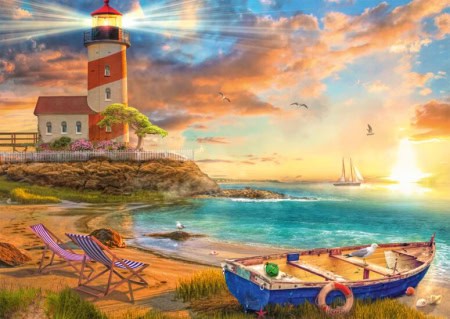 Sunset over Lighthouse Bay by Lars Stewart 1000 piece jigsaw 6 Jigsaw Puzzle