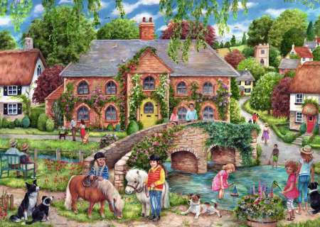 Village Life by Debbie Cook 1000 piece jigsaw puzzle 7 Jigsaw Puzzle