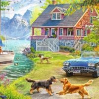 Summer Lake House 200 piece extra large jigsaw puzzle 9 Jigsaw Puzzle