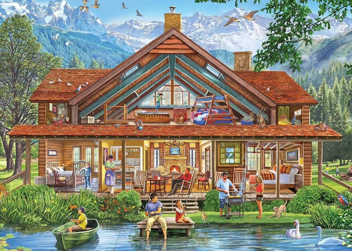 Inside Out Camping Lodge by Steve Crisp 1000 piece jigsaw puzzle ...