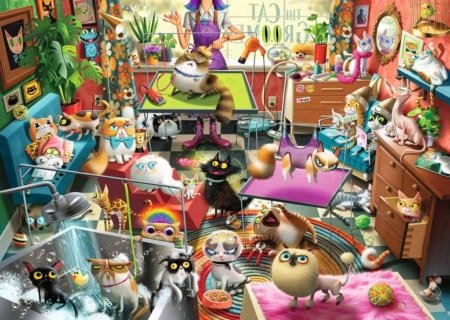 The Cat Groomer by Dean Macadam 1000 piece jigsaw puzzle 1 Jigsaw Puzzle