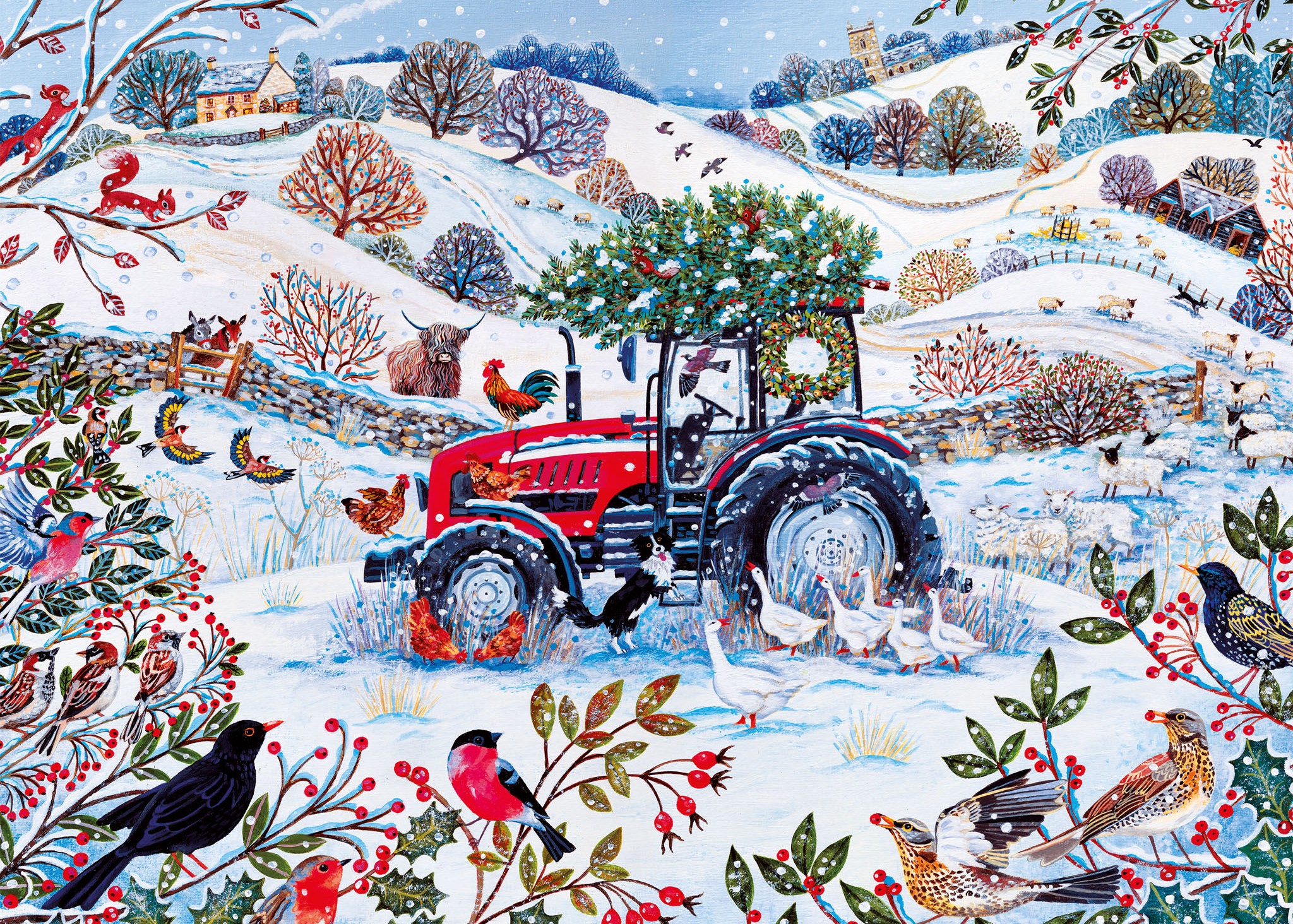 Festive Farm by Lucy Grossmith 1000 piece jigsaw puzzle 8 Jigsaw Puzzle