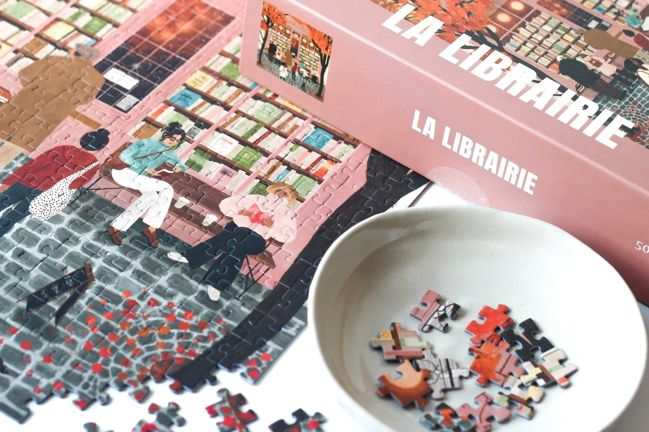 The Bookstore by Rachel Victoria Hillis 500 piece jigsaw puzzle 2 Jigsaw Puzzle