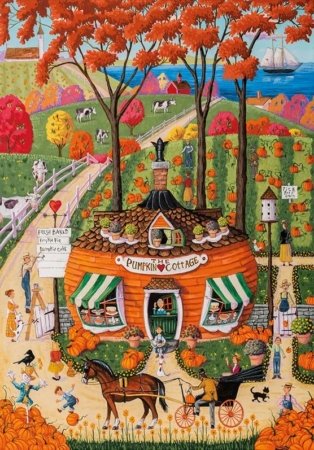 Pumpkin Cottage by Joseph Holodook 250 piece Wentworth Wooden jigsaw puzzle 35 Jigsaw Puzzle