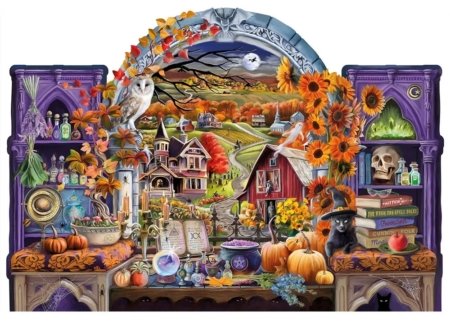 Through the Window - Halloween 240 piece shaped Wentworth Wooden jigsaw puzzle 33 Jigsaw Puzzle