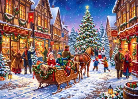 Christmas in the Village Centre 500 piece jigsaw puzzle 5 Jigsaw Puzzle